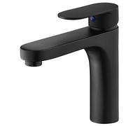 LMRJHAZ Black de salle de bain lavabne en laiton 1 trou Tapé de mélangeur à eau chaude et froide pour la vanité de lavabo conception du mod avec finition noire