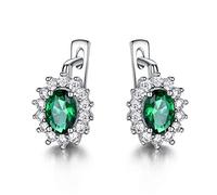 LMRJHAZ Boucles d'oreilles à Clip de Pierre de Pierre Solide pour Femmes Saphir Bleu Beaux Bijoux Engagement de Mariage Cadeau de la Saint-Valentin