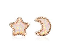 LMRJHAZ Boucles d'oreilles à Goujon Coeur Boucles d'oreilles Opal Blue pour Femmes 925 Bijoux