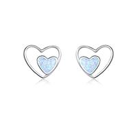 LMRJHAZ Boucles d'oreilles à Goujon Coeur Boucles d'oreilles Opal Blue pour Femmes 925 Bijoux
