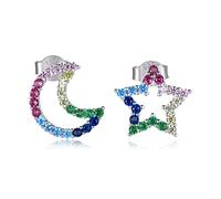 LMRJHAZ Boucles d'oreilles colorées de marmons d'oreille à cheval arc-en-ciel étoiles de lune pour femmes bijoux