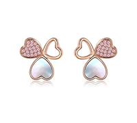LMRJHAZ Boucles d'oreilles dames en forme de coeur blanche en forme de coeur rose zircon boucles d'oreilles fleuris
