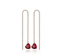 LMRJHAZ Boucles d'oreilles de chaîne de coeurs de cristal rouge aaa la zircone cubique éblouissante boucle d'oreille pour les femmes