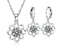 LMRJHAZ Boucles d'oreilles de collier à fleurs creux fixées pour le mariage 925 Bijoux en cristal Femmes Femmes