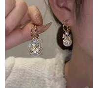 LMRJHAZ Boucles d'oreilles de goujon géométrique de perle brillante cadeau d'anniversaire de mariage