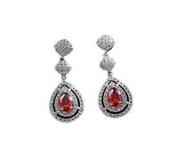 LMRJHAZ Boucles d'oreilles de mariage de mariage de cellule 925 Boucles d'oreilles longues pour femmes émeraude émeraude Ruby Sapphire Drops Grods