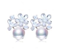LMRJHAZ Boucles d'oreilles de perles de mode bijoux de perles de fleur naturelle naturalités d'eau douce perle 925 Boucles d'oreilles en argent sterling bijoux pour femmes