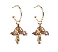 LMRJHAZ Boucles d'oreilles en Peluche à Champignon Mignons pour Femmes Filles plaquées d'or, Aliments en émail à moitié Cerceau Pendants étalons de Boucles d'oreille créatives pour la