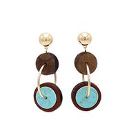 LMRJHAZ Boucles d'oreilles Faites à la Main en Pierre et Bois, Pendantes en Or, Bijoux pour Femmes, Blanc Turquoise, Mode/Vert Turquoise