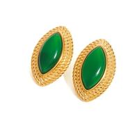 LMRJHAZ Boucles d'oreilles marquises à Marquise en Or 18K pour Femmes - Boucles d'oreilles Tragus hypoallergéniques en Obsidienne, Olive, Rouge et Blanc | Bijoux de Style Vintage français,