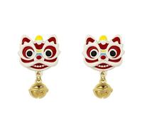 LMRJHAZ Boucles d'oreilles Mignonnes de Lion de Lion pour Femmes 925 Poste de Poteau en Argent Sterling coloré résine Dessin animé Dragon Animal Petit Goujon Oreille Chanceux Festival Chinois