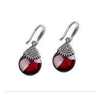 LMRJHAZ Boucles d'oreilles pour femmes, boucles d'oreilles de gouttes d'oreilles de style chinois 925 Fashion Tempérament thaïlandais incrusté corail de corail sculpté présente des
