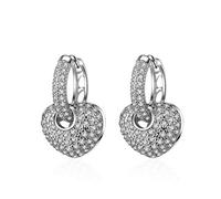 LMRJHAZ Boucles d'oreilles pour femmes, boucles d'oreilles version coréenne de diamant de luxe plein de boucles d'oreilles en forme de cœur de tempérament pêche à double usage coeur à