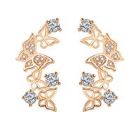 LMRJHAZ Boucles d'oreilles pour femmes, noir et boucles d'oreilles pour femmes Crystal 3d grimpeurs enveloppe d'oreille zircone Animal Boucle d'oreille Vine Boucles d'oreilles