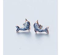 LMRJHAZ Boucles d'oreilles pour Femmes, S925 Boucles d'oreilles Femmes coréen Art Blue Gradient Boucles d'oreilles Jobele Mignonnes Boucles d'oreilles animales Mignons