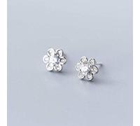 LMRJHAZ Boucles d'oreilles pour femmes, S925 Champignon blanc clou femelle style art coréen mignon six pétales fleur petite fleur boucles d'oreilles de mode diamant rose