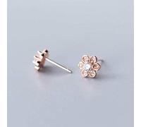 LMRJHAZ Boucles d'oreilles pour femmes, S925 Champignon blanc clou femelle style art coréen mignon six pétales fleur petite fleur boucles d'oreilles de mode diamant rose