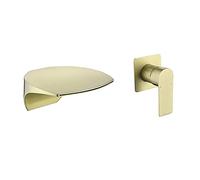 LMRJHAZ Boulangeur en Or Brosse Baucheur Cascade de Salle de Bain Robinet de Salle de Bain Robinet Chaud et Froid mélangeur de Toilette Robinet à poignée monoprophasin Robinet Mural vanité Mural