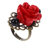 LMRJHAZ Bracelet à Orteils Bijoux Mid Finger pour Le Pouce Femme Femme Sizer Goth Anneaux Vintage The Retro Decor Ring Black Metal Red Bijoux