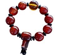 LMRJHAZ Bracelet d'agate Naturel Tibetan Feng Shui Bracelet 16 mm Antique Ruby Gol Amber Bracelet Bouddha Bracelet Spiritual Medirerie, apportant la prospérité, la Bonne Chance et Le Bonheur