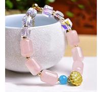 LMRJHAZ Bracelet de Charme Bracelet Rose Naturel Bracelet Lotus Pendant Lucky Charm Bracelet pour Femmes Bracelet en Cristal Multi-Pierre Multi-Pierre Bracelet de Richesse de Richesse Amulet Reiki