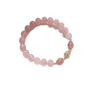 LMRJHAZ Bracelet de Fleur de pêche 16 cm Femelle Bracelet en Cristal de Fraise en Cristal Rose