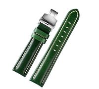 LMRJHAZ Bracelet de montre en cuir de vache souple à motif de bambou 18 mm, 20 mm, 22 mm, boucle papillon, bracelet en cuir d'autruche vert (couleur : D RG pliant, taille : 22 mm), 22mm