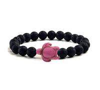 LMRJHAZ Bracelet de perles de tortue de mer de plage d'été pour hommes bracelet en pierre naturelle noire bracelet élastique élastique
