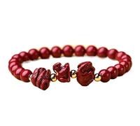LMRJHAZ Bracelet de Pierre précieuse Naturelle, Bracelet de cinabre Naturel Chinois Zodiaque Animal Charme Bracelet Bonne Chance Bracelet Talisman en Pierre de Pierre