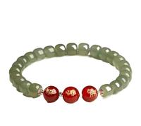 LMRJHAZ Bracelet de Pierre précieuse Naturelle, Bracelet de Zodiaque Chinois Bracelet Red Agate Crystal Bracelet Bonne Chance Amulet Méditation Vintage Femmes Bijoux, Blanc, Lapin chèvre