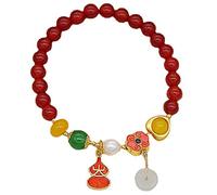 LMRJHAZ Bracelet de Pierre précieuse Naturelle, Braceletcalabash/WU Lou Charms Perles de Cristal de 6 mm Bracelet amuleux Chanceux pour Femmes Reiki Crystal Chakra