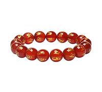 LMRJHAZ Bracelet de Pierre précieuse Naturelle, Lucky Six-Charge Mantra Charm Red Agate Balance Balance Bracelet Bangle de Vacances Bijoux de Vacances Amulet Attirer la prospérité, 8 mm, 8 mm