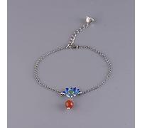 LMRJHAZ Bracelet en Argent Sterling, Bracelet ， Bracelets en bracele en Cristal pour Bracelet en Argent Sterling pour Femmes, Dames 925 Bracelet Argent Sterling Bracelet Bleu Lotus Fleur Bracelet à