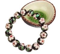 LMRJHAZ Bracelet en émail , vintage Bangles Cloisonne Filigree Stretch 12 mm Rounds Bracelets pour femmes