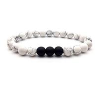 LMRJHAZ Bracelet en pierre, bracelet en pierre naturelle mode 8 mm blanc turquoise pierre perles de perles de perles de ménage pour hommes