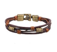 LMRJHAZ Bracelet Fashion Men and Women Punk Alloy Decoration Trois Ligne de Cire Perle Tendance Tendance Personnalité présente créative Unique Retro Pop Brown