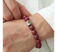 LMRJHAZ Bracelet Feng Shui Bracelet Natural Gemstone Bracelet Cinnabar Crystal Bracelet 10 mm Perles de Mala Bracelet Bracelet Charmes Luck