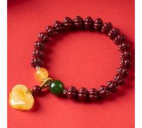 LMRJHAZ Bracelet Feng Shui pour Femmes Natural Cinnabar Jasper Pumpkin Câne d'abeilles Ruyi LORGE LONGÉVITY Lock Pendant Bracelet Amulet AMUTE