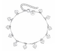 LMRJHAZ Bracelet Lucky Love Letter Heart Chain Linked for Women Charm Bangle Gift
