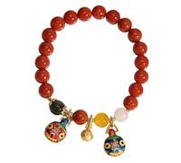 LMRJHAZ Bracelets ， Bracelets perlées Bracelet de richesse du Feng Shui South Red Red Agate Email de bon augure Bracelet Crystal Chakra Crystal Gemstone Spiritual Talisman Amulet attire de l'argent à