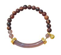 LMRJHAZ Bracelets ， Bracelets perlées Bracelet en Bois de Santal Feng Shui Richesse Bracelet Chakra GEMM Violet Gris Arc Bec multigém cartonelian Golden Argent Pur