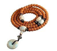 LMRJHAZ Bracelets de Perles, Rudraksha Mala 108 Perles Hommes Femmes Authentique Rudraksha Graines enveloppées Collier de Bracelet Bouddha Perles de prière (10 mm)