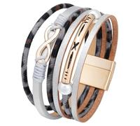 LMRJHAZ Bracelets en Cuir Multicouches pour Femmes Bracelets enveloppe en Cuir infinies Bohème Bracelet Bracelet Bracelet Bracelet （Gris） Gris （Gris）