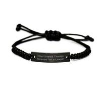 LMRJHAZ Cadeaux avocats sarcastiques, Je n'ai Pas Besoin de thérapie Parce Que Je suis Avocat, Bracelet Black Rope Graduation pour Avocat de collègues, amitié, Bracelet Noir, Bracelet