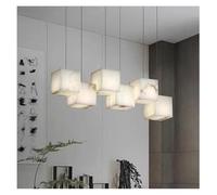 LMRJHAZ Chandelier carré en marbre Moderne, créatif adapté à la Chambre de décoration, Salon, hôtel, réglable, Personnalisable (10 têtes)