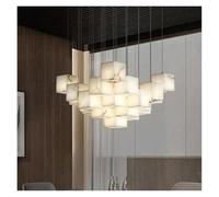 LMRJHAZ Chandelier carré en marbre Moderne, créatif adapté à la Chambre de décoration, Salon, hôtel, réglable, Personnalisable (10 têtes)
