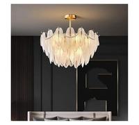 LMRJHAZ Chandelier de plafond rond en or moderne en laiton pour salle à manger, salon, décoration intérieure de la chambre, personnalisable (blanc froid, BD40cm)