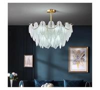 LMRJHAZ Chandelier de Plafond Rond en Or Moderne en Laiton pour Salle à Manger, Salon, décoration intérieure de la Chambre, Personnalisable (Blanc Froid, BD40cm)