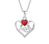 LMRJHAZ Collier 14K, collier pour les femmes coeur maman Cumbic Zirconia Rolo Pendant Collier tendance à la mode