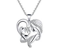 LMRJHAZ Collier 18K, collier avec une mère de diamant cœur tenant l'enfant Colliers de bijoux Rolo pour les femmes